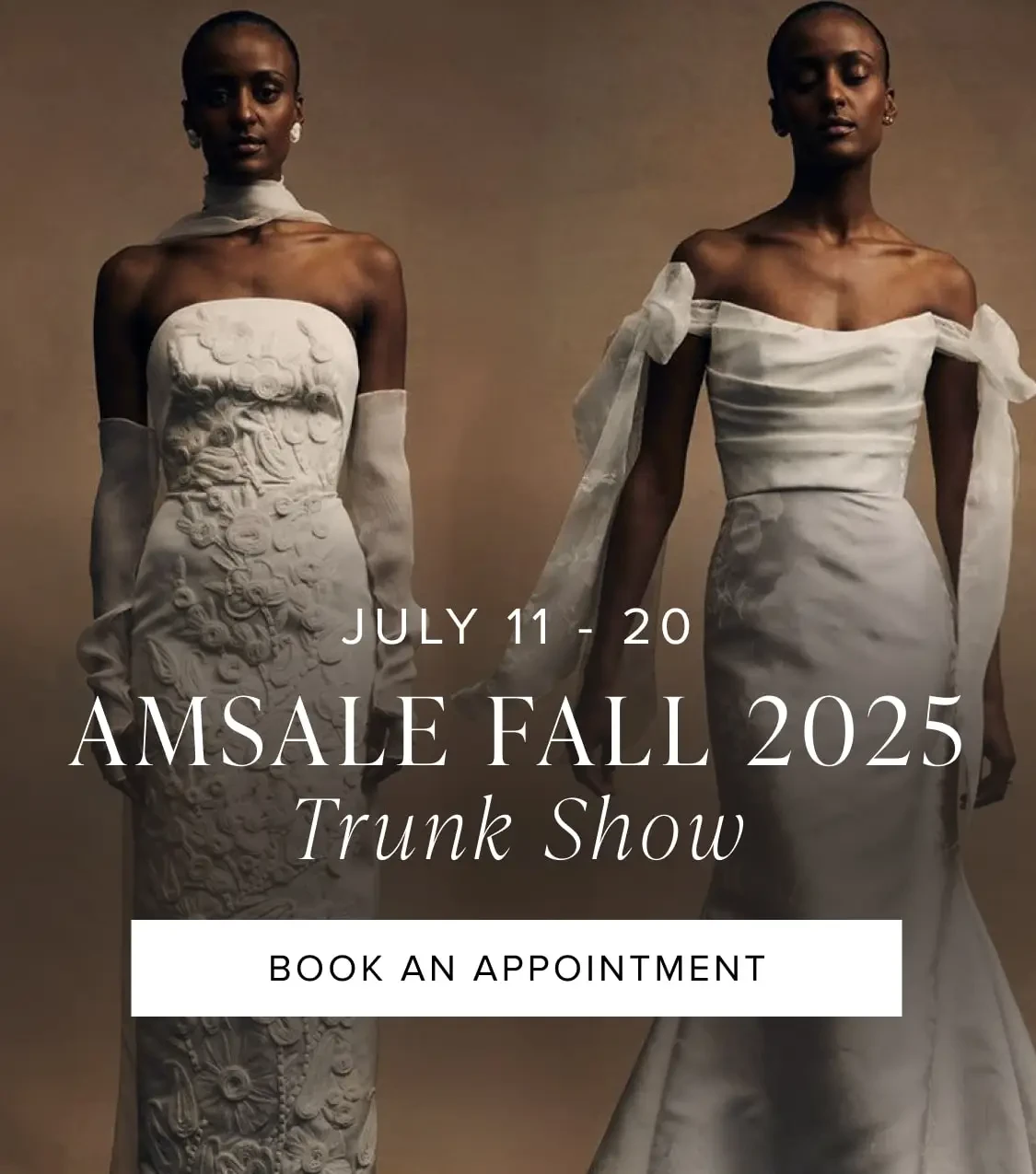 Image 15: Amsale Fall 2025 trunk show mobile banner